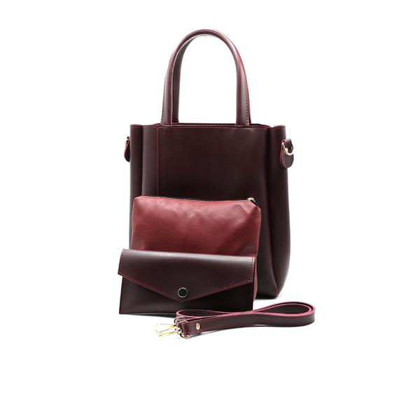 Urban Chic 4-in-1 Tote Bag Set – Burgundy Red