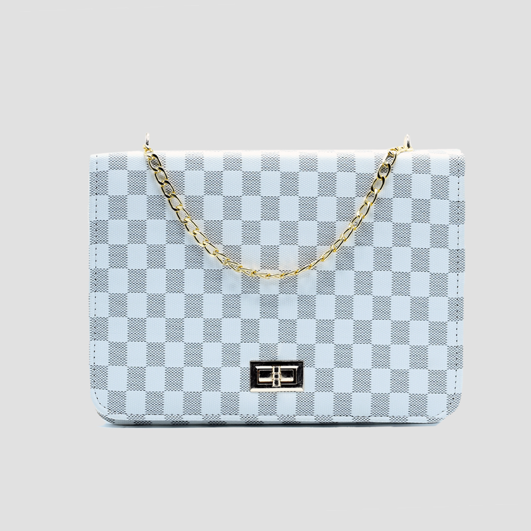 Luxury Grid Chain Bag White Gray