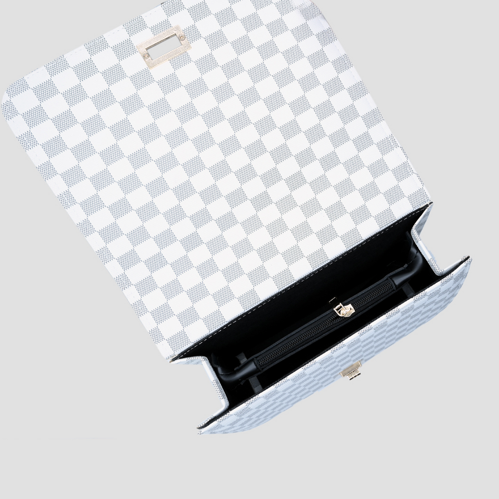 Luxury Grid Chain Bag White Gray