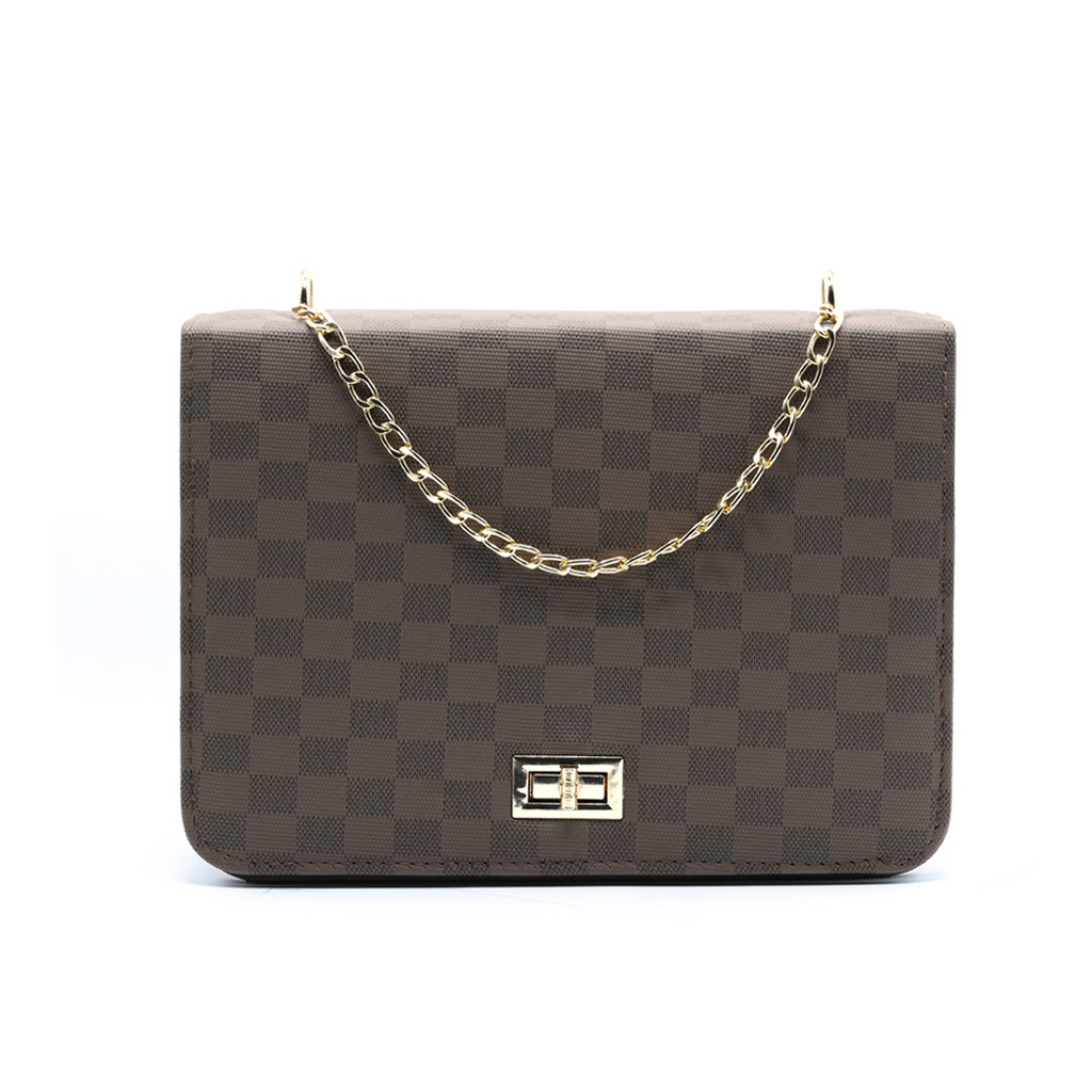 Luxury Grid Chain Bag Dark Brown