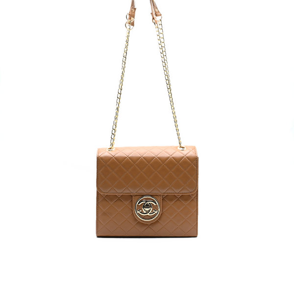Trendy Chain Tote Bag Brown