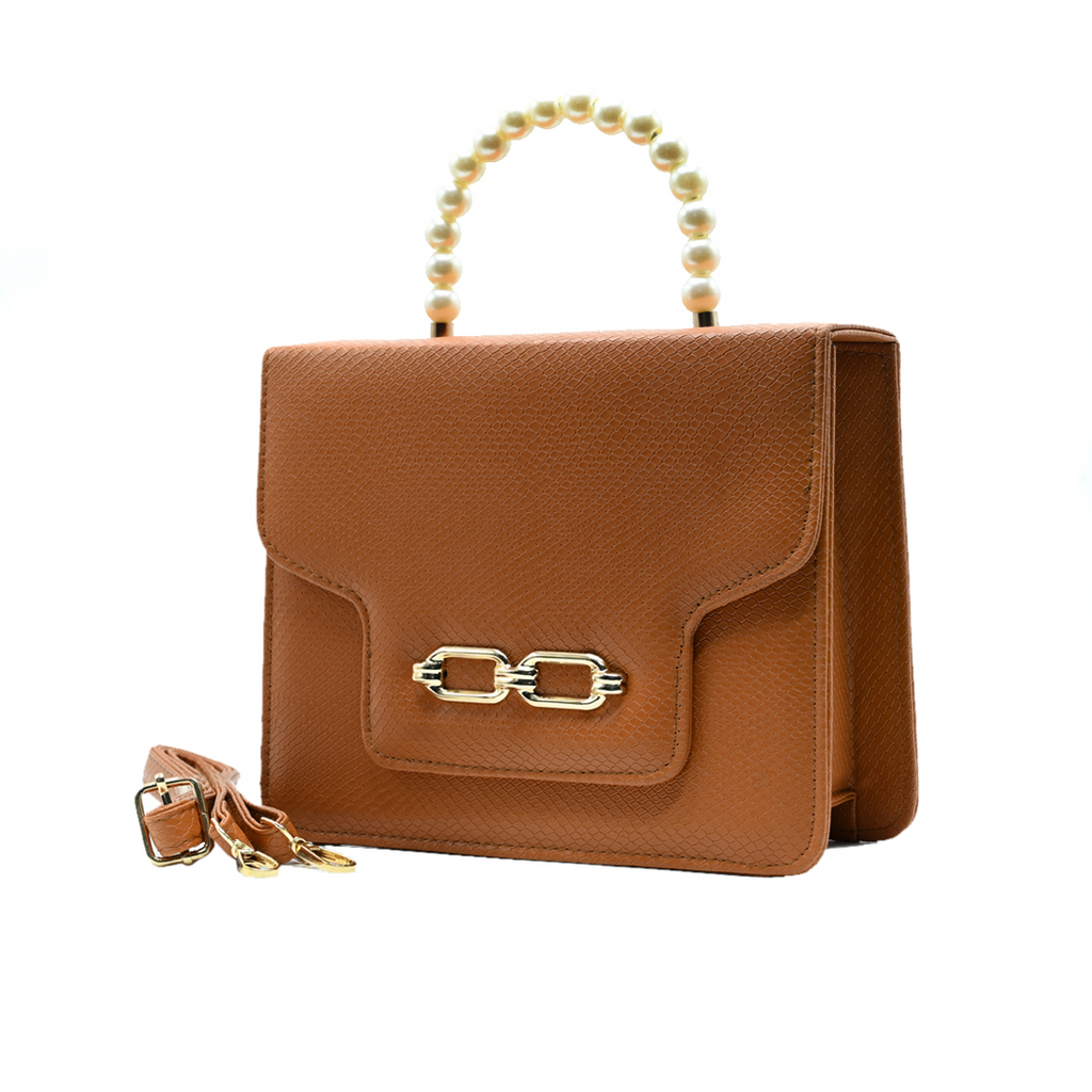 Lustre Pearl Tote – Chic Tang Handbag with Pearl Handle