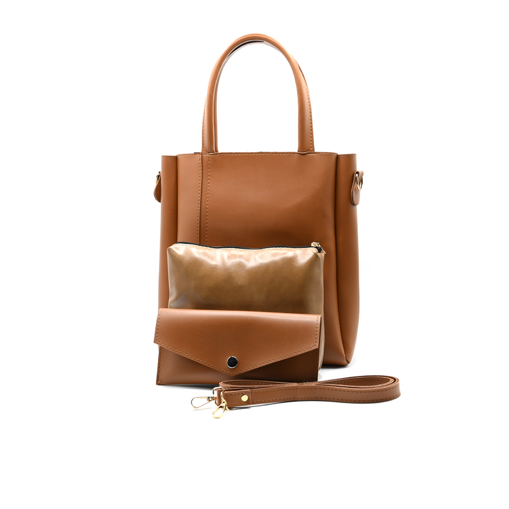 Urban Chic 4-in-1 Tote Bag Set – Caramel Brown