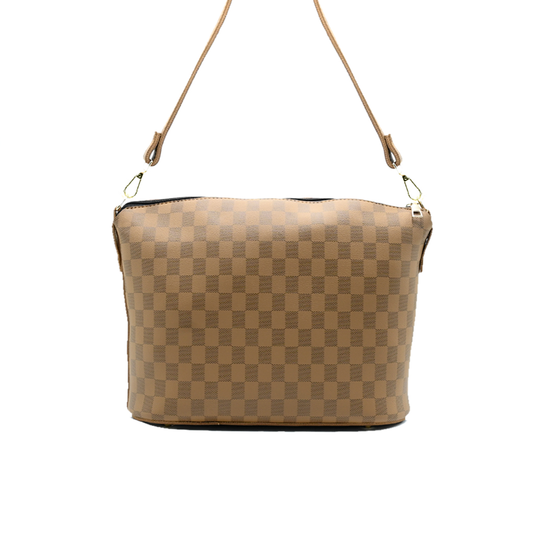 Chroma Check Shoulder Bag – Tang Checkered Handbag with Long Strap