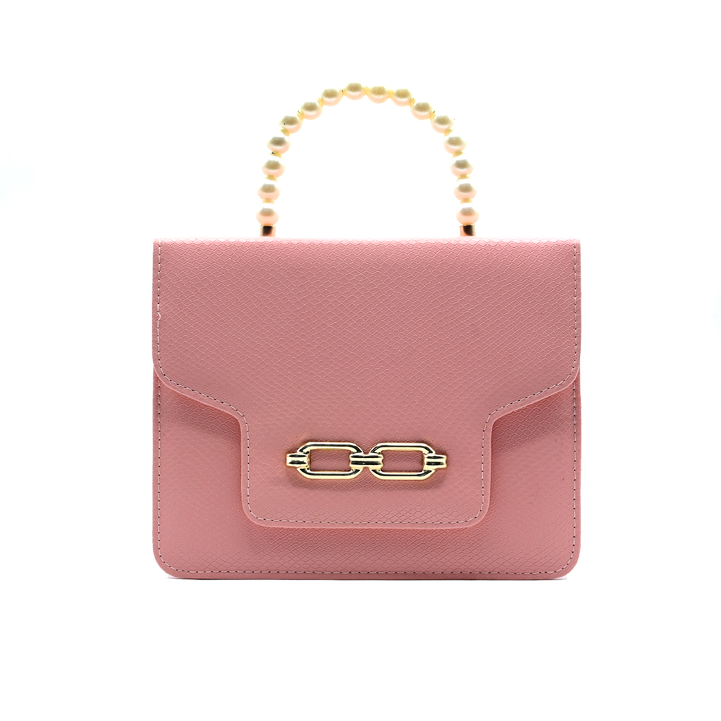Lustre Pearl Tote – Elegant Pink Handbag with Pearl Handle