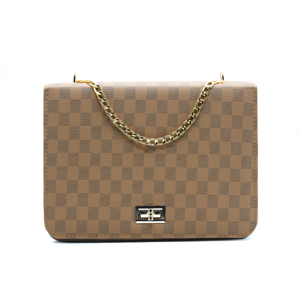 Luxury Grid Chain Bag Brown