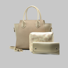 Aurora Box Tote Bag for Women – Camel Structured Handbag with Long Strap & Pouch