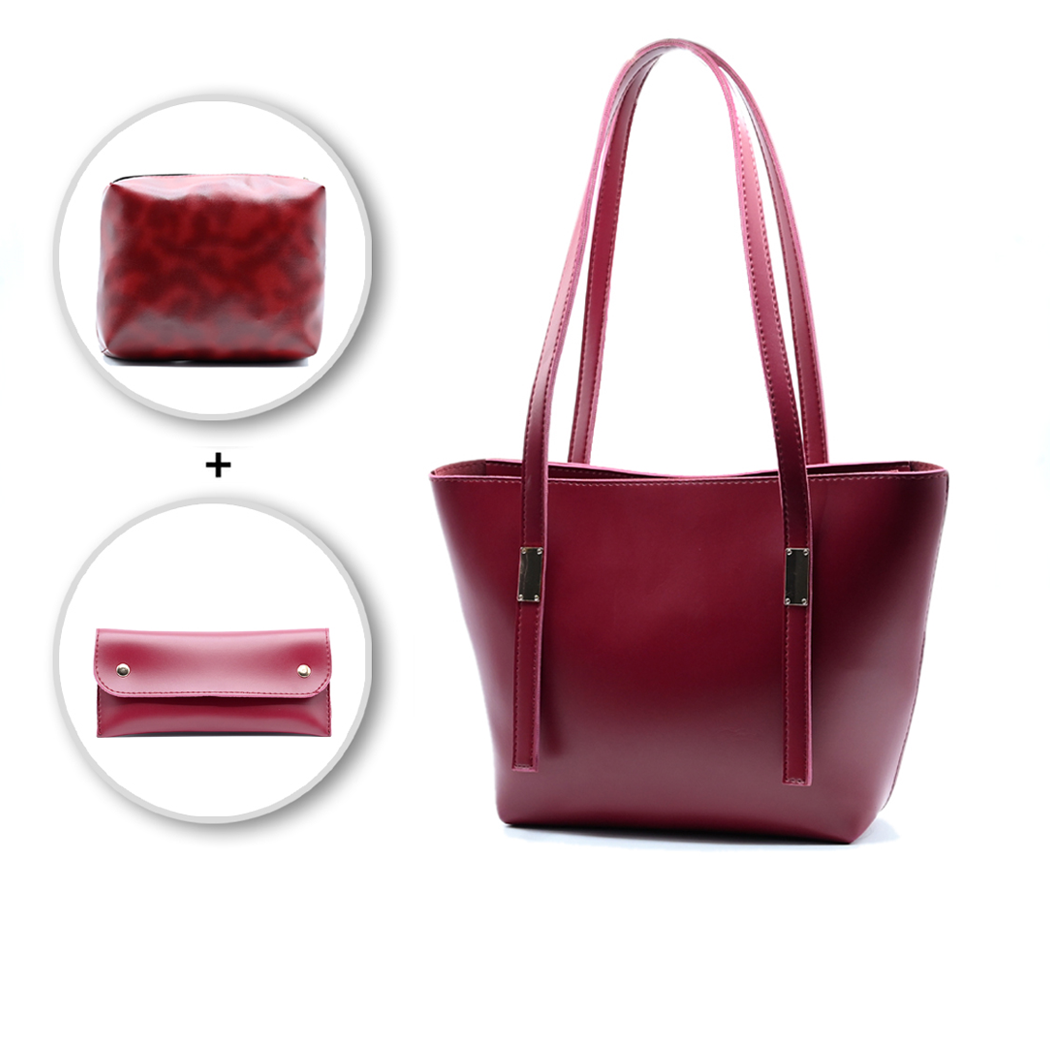 Grace Trio Handbag Set of 3 Maroon