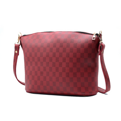 Chroma Check Shoulder Bag – Maroon Checkered Handbag with Long Strap