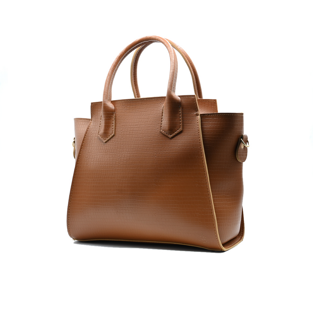 Aurora Box Tote Bag for Women – Premium Tang Color Handbag with Long Strap & Pouch