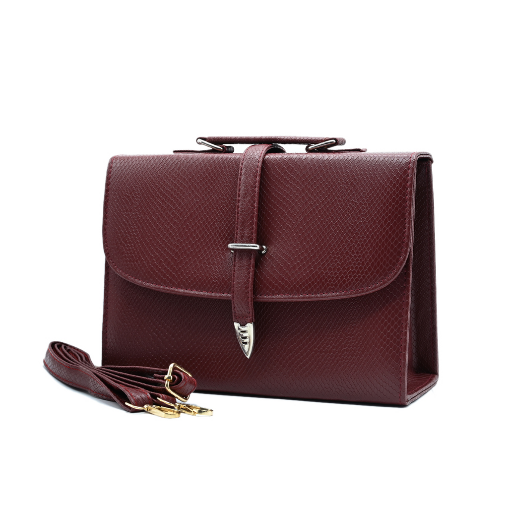 Classic Square Top Handle Bag - Mehroon