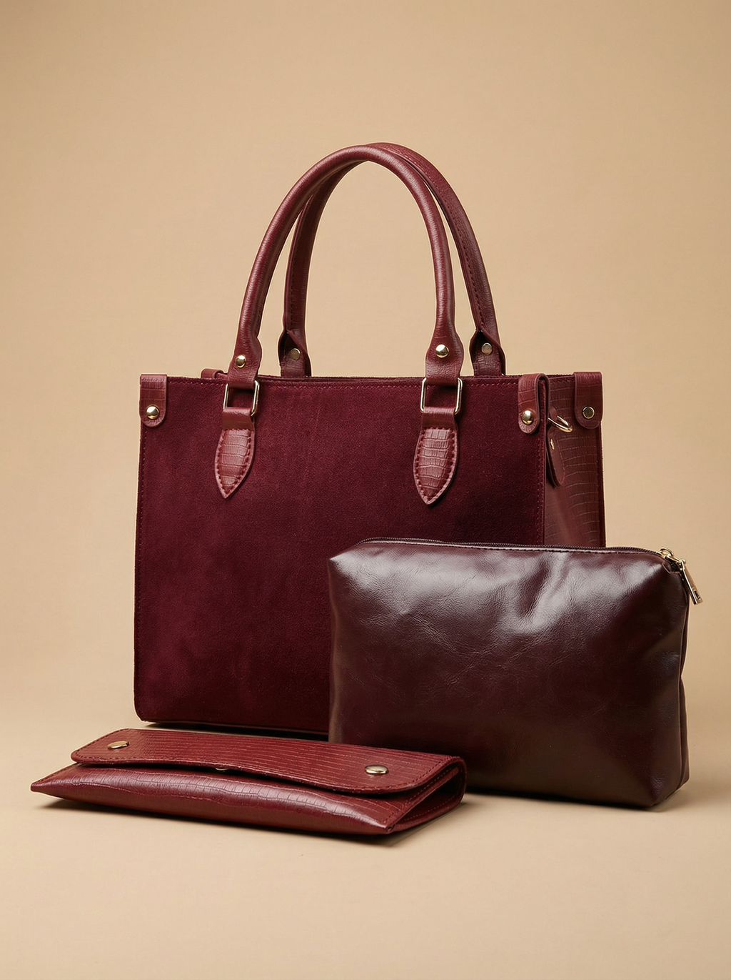 Maroon Hobo Handbag for Women | Stylish PU Leather Ladies Bag in Pakistan