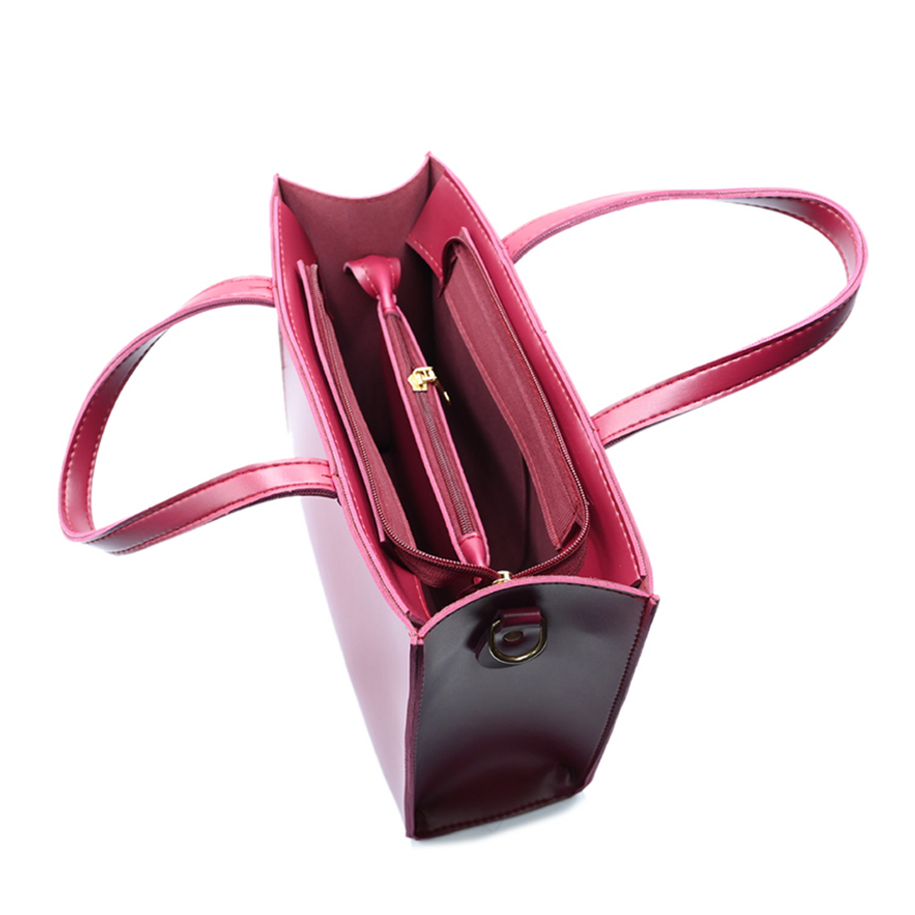 Modern Pocket Tote Maroon