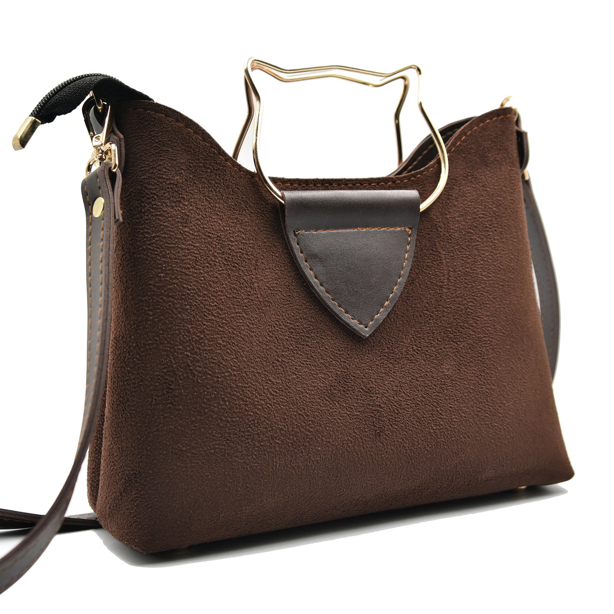 Sling Crossbody Bag - Dark Brown Suede