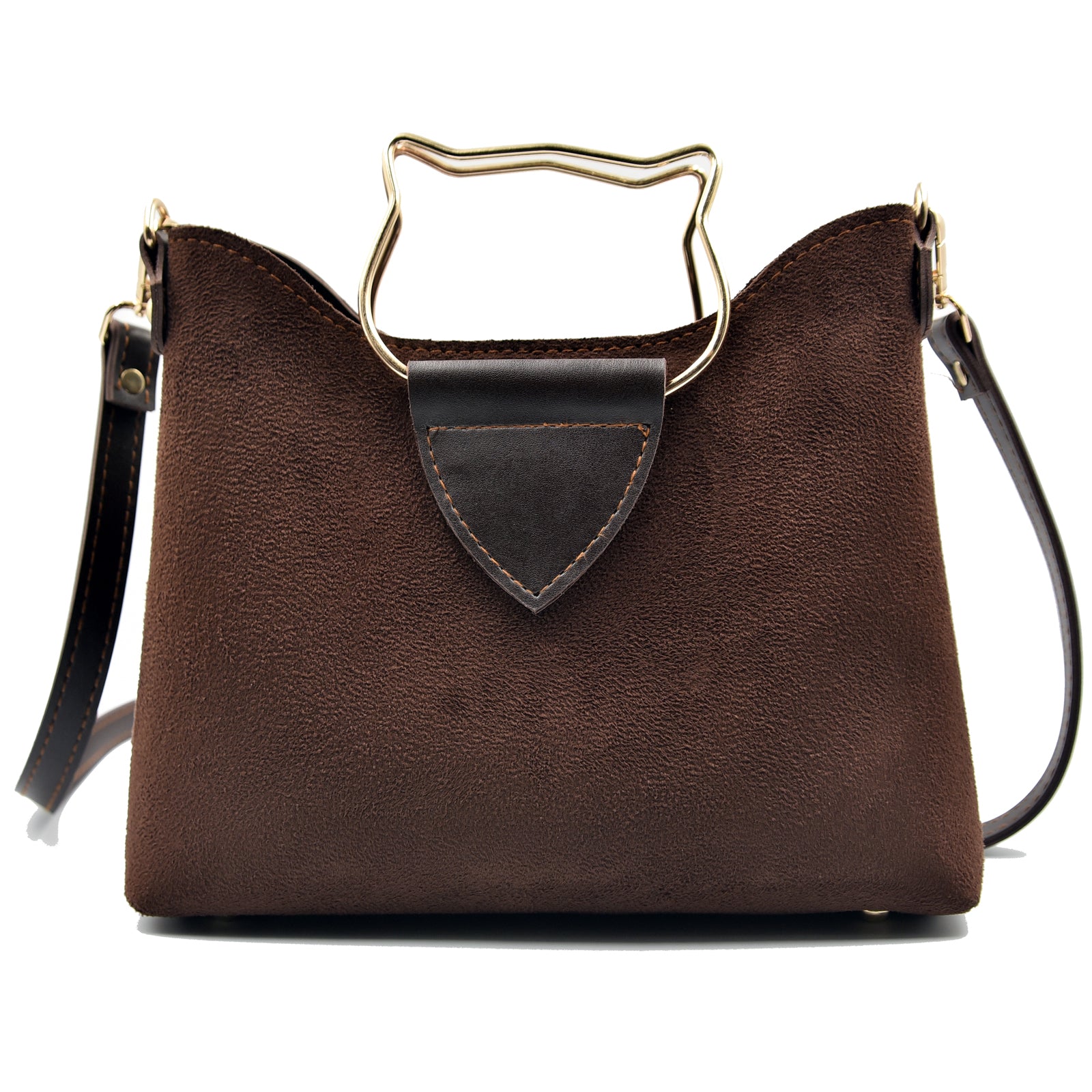 Sling Crossbody Bag - Dark Brown Suede