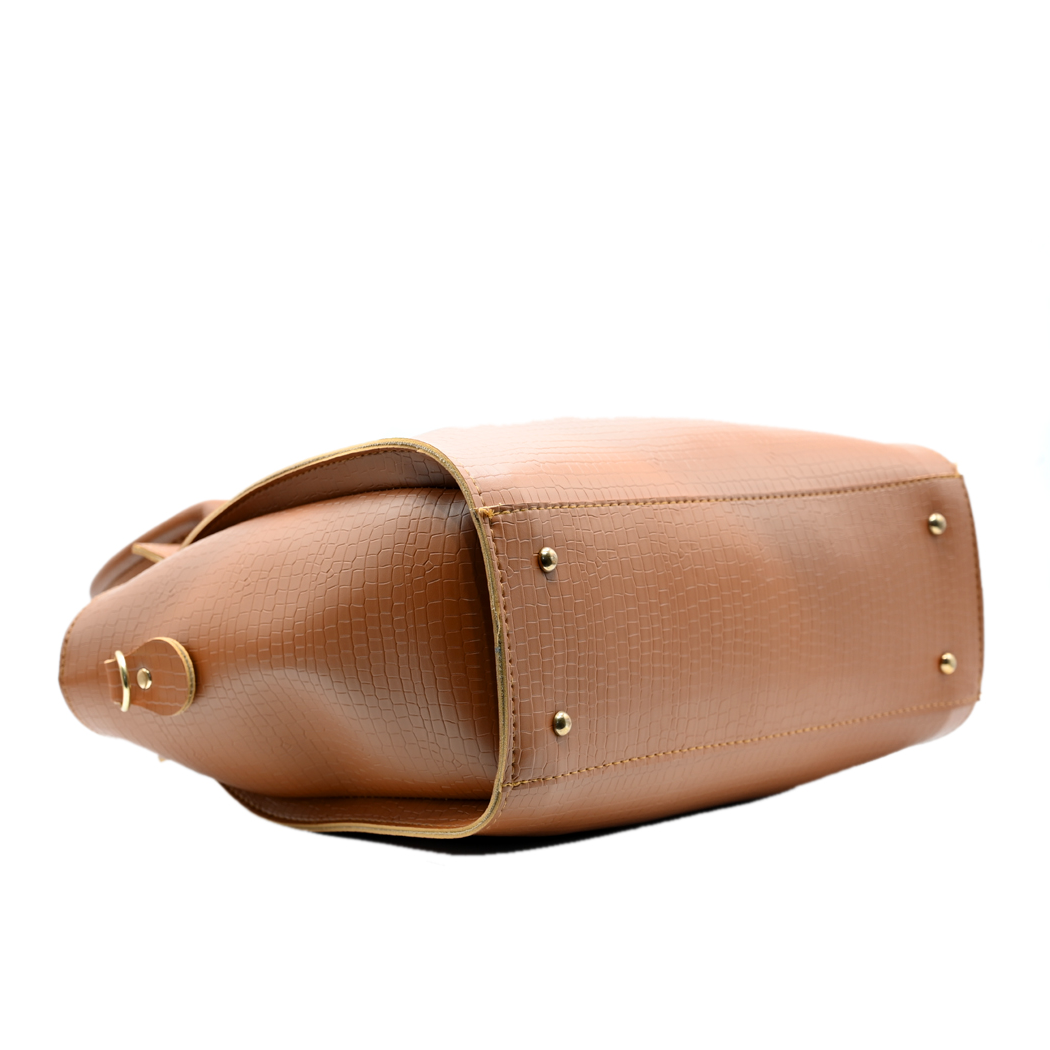 Aurora Box Tote Bag for Women – Premium Tang Color Handbag with Long Strap & Pouch