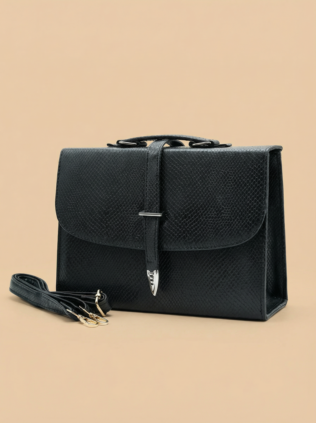 Classic Square Top Handle Bag - Black
