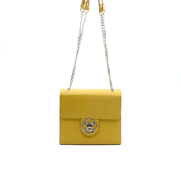 Trendy Chain Tote Bag Yellow