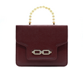 Lustre Pearl Tote – Elegant Maroon Handbag with Pearl Handle