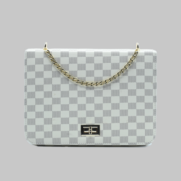 Luxury Grid Chain Bag White
