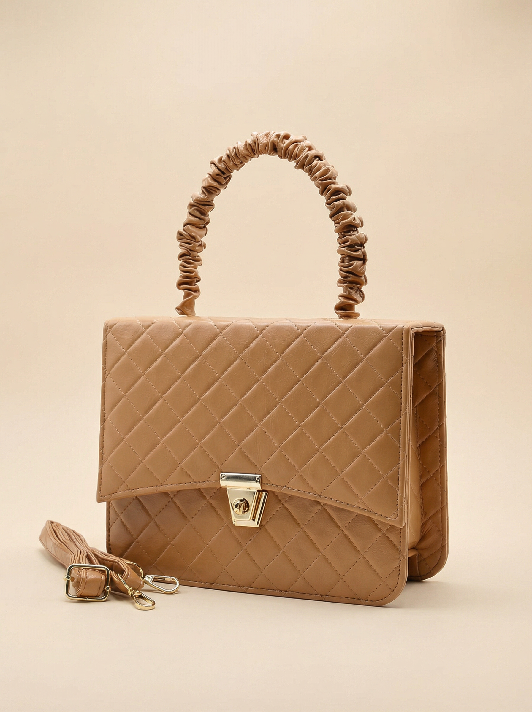 Bella Quilta Tote Bag Brown