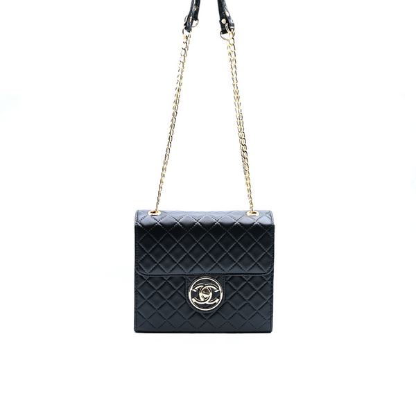 Trendy Chain Tote Bag Black
