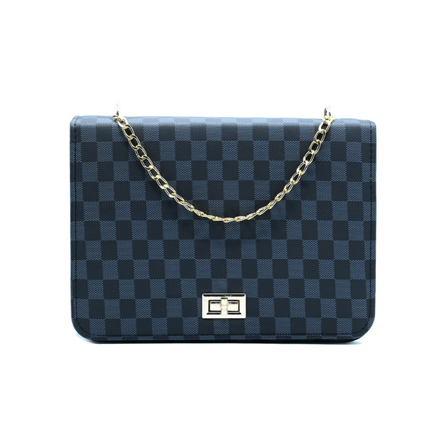 Luxury Grid Chain Bag Navy Blue