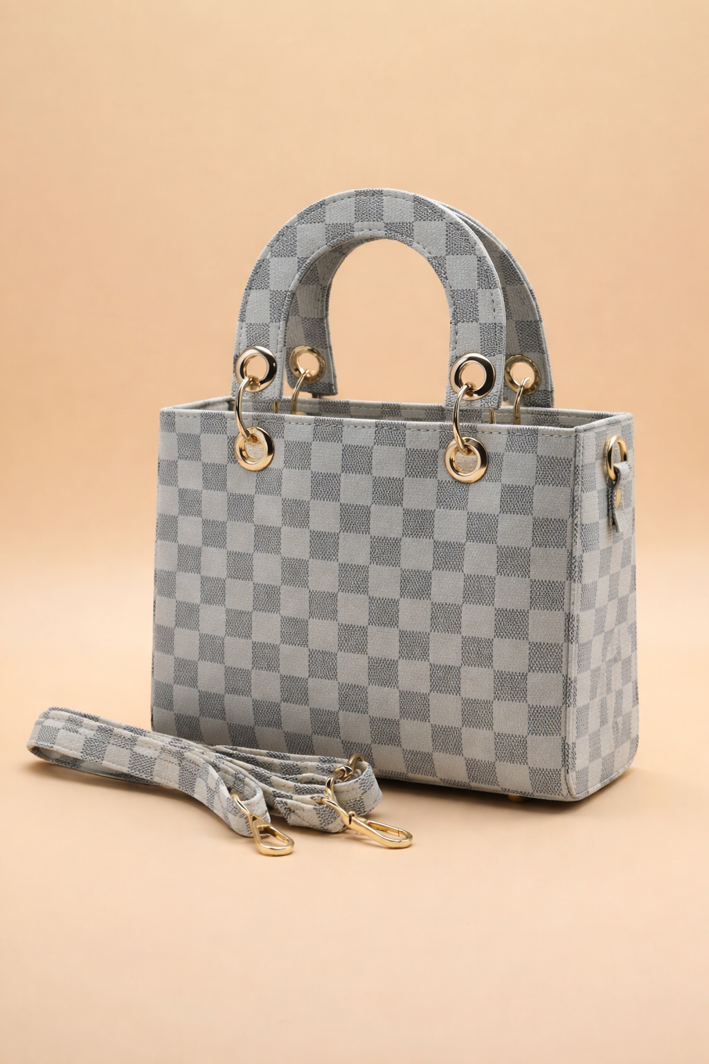 Checker Mini Crossbody Bag_ Grey