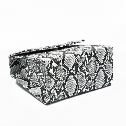 Snake Print Hand Bag -Black & White