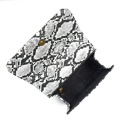 Snake Print Hand Bag -Black & White