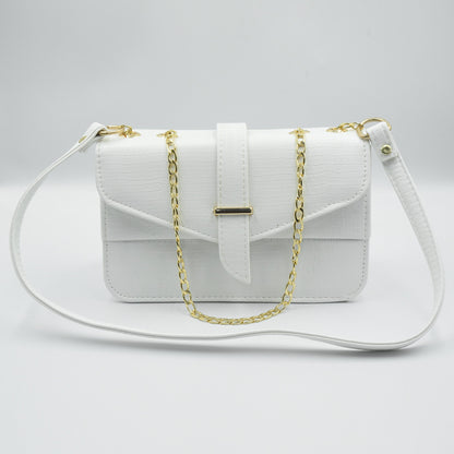 Stylisha crossbody chain bag - White