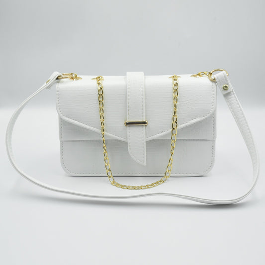 Stylisha crossbody chain bag - White