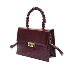 Leather Crossbody Bag - Maroon