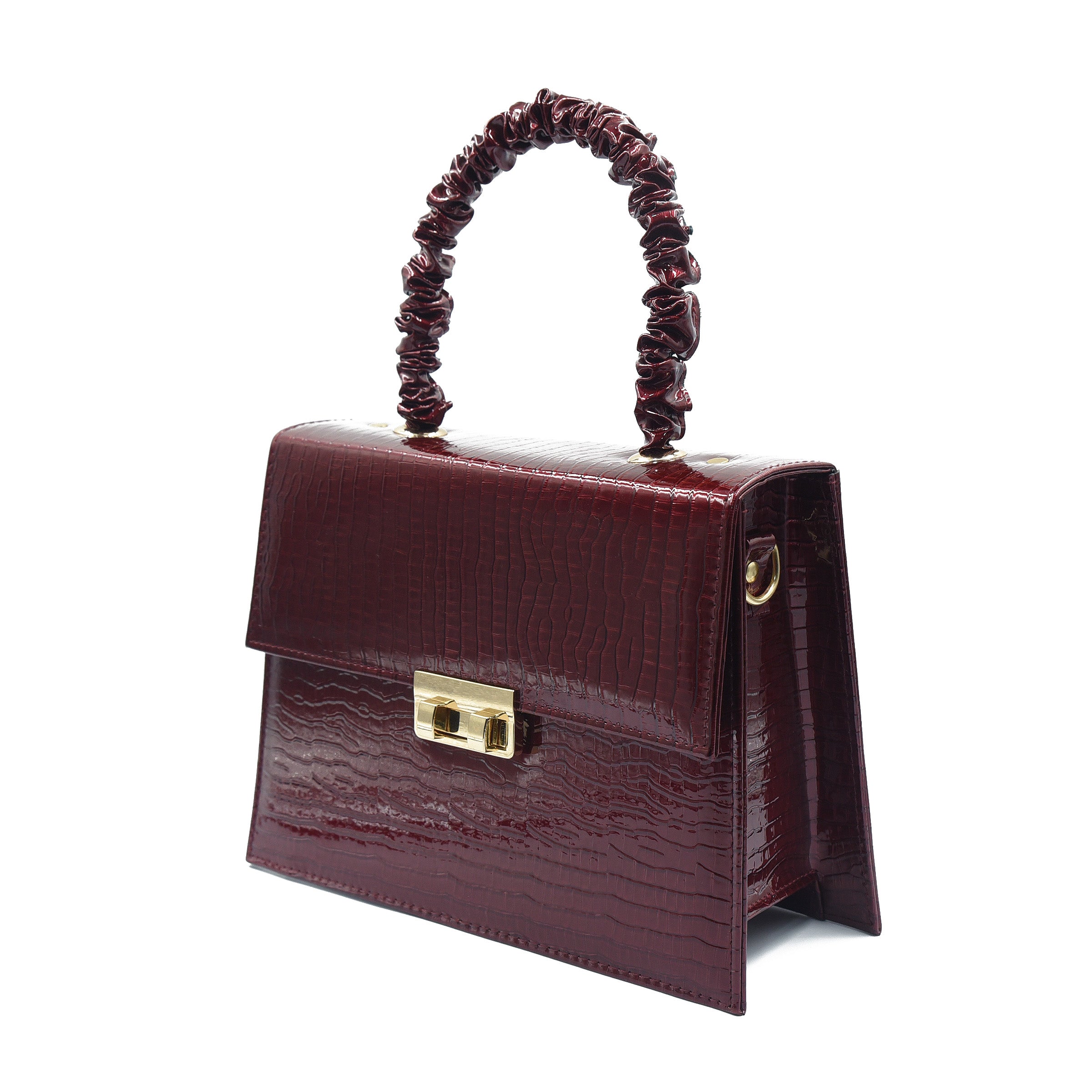 Leather Crossbody Bag - Maroon