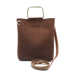 Finesse Top Handle Bag - Brown Suede