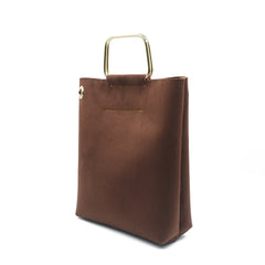 Finesse Top Handle Bag - Brown Suede