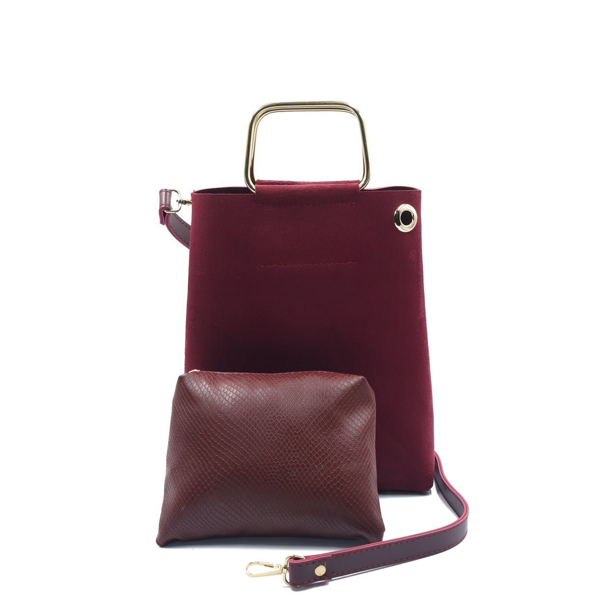 Finesse Top Handle Bag - Maroon Suede