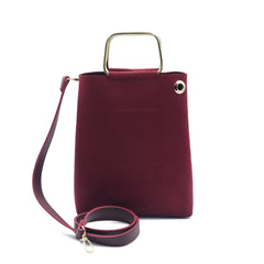 Finesse Top Handle Bag - Maroon Suede