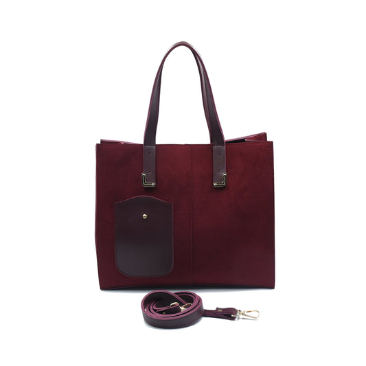 Flap Top Handle Tote Bag - Maroon