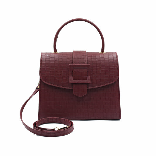 Formal Leather Woman Handbag - Maroon