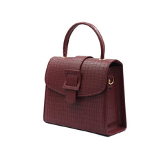 Formal Leather Woman Handbag - Maroon