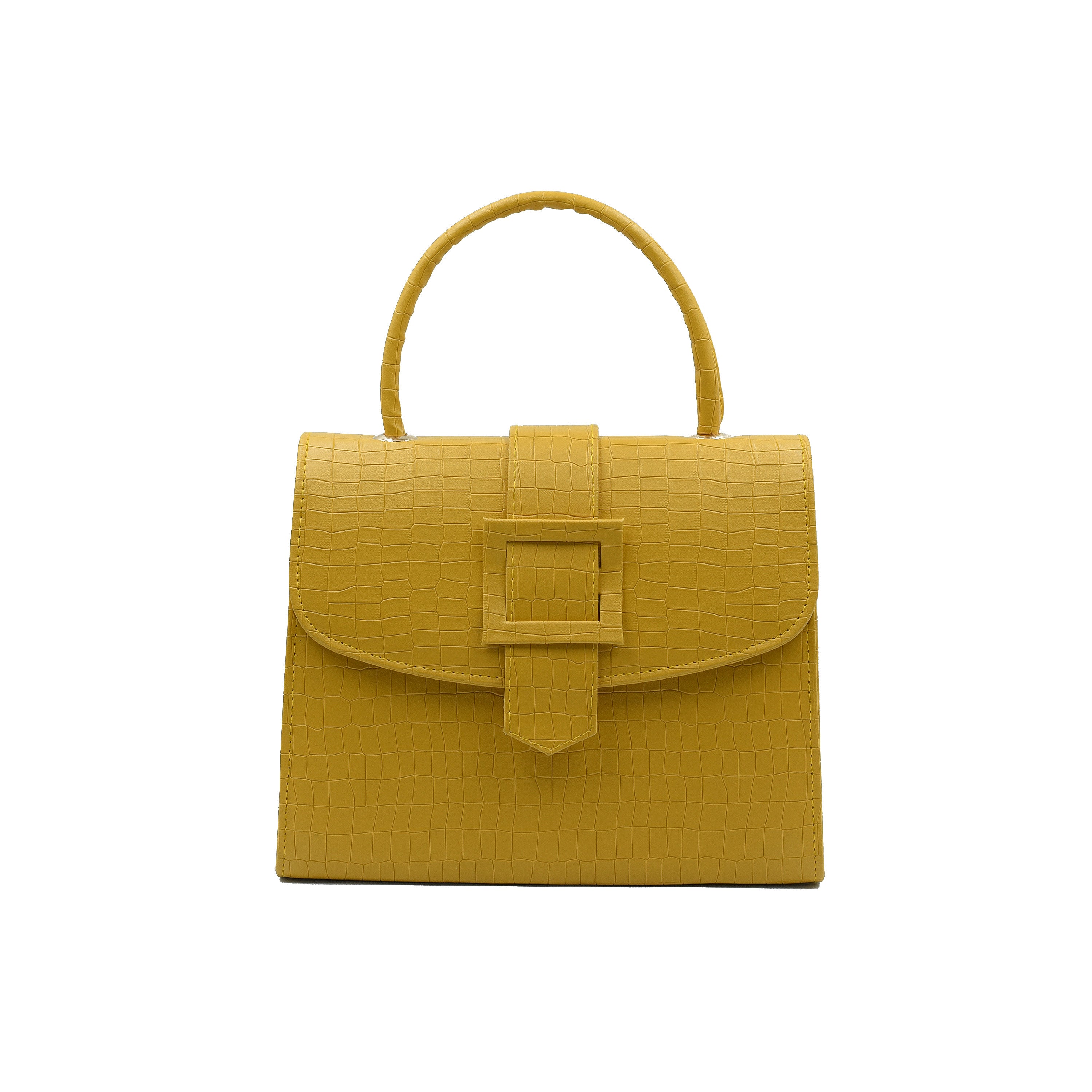 Formal Leather Woman Handbag - Yellow