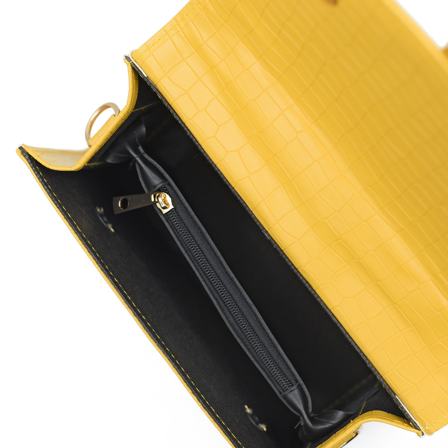 Formal Leather Woman Handbag - Yellow