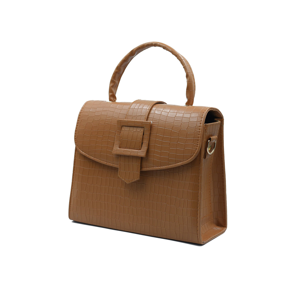 Formal Leather Woman Handbag-Brown