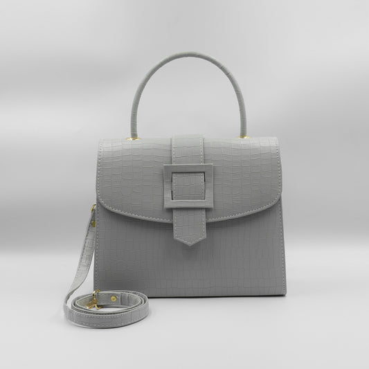 Formal Leather Woman Handbag - Grey