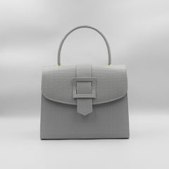 Formal Leather Woman Handbag - Grey