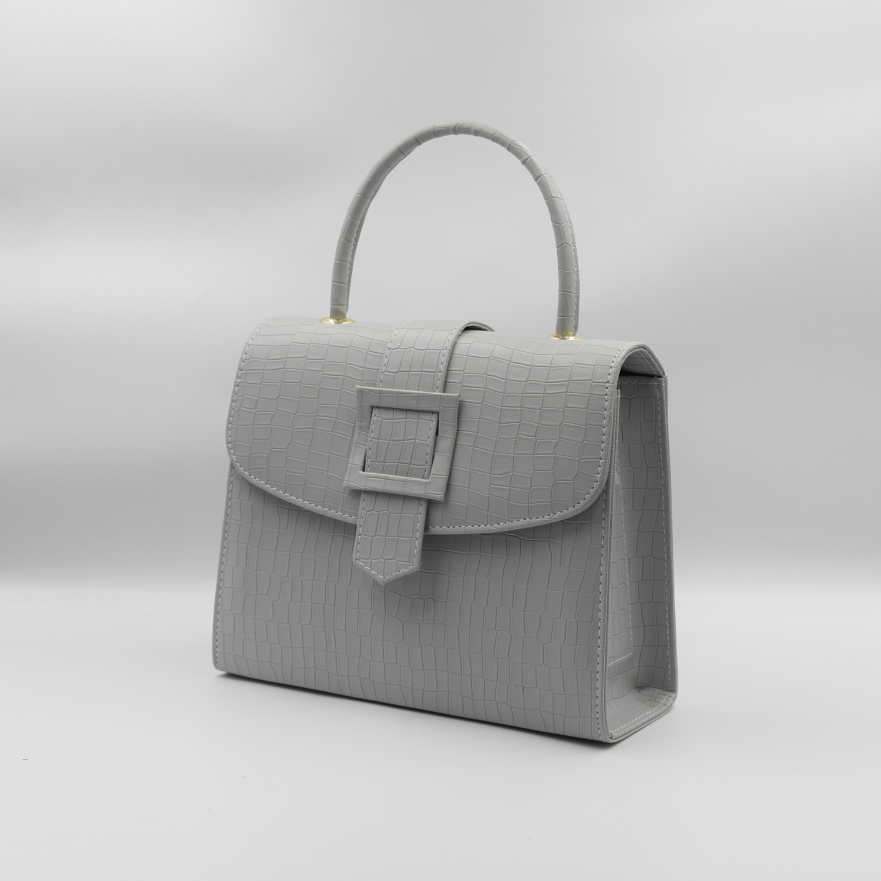 Formal Leather Woman Handbag - Grey