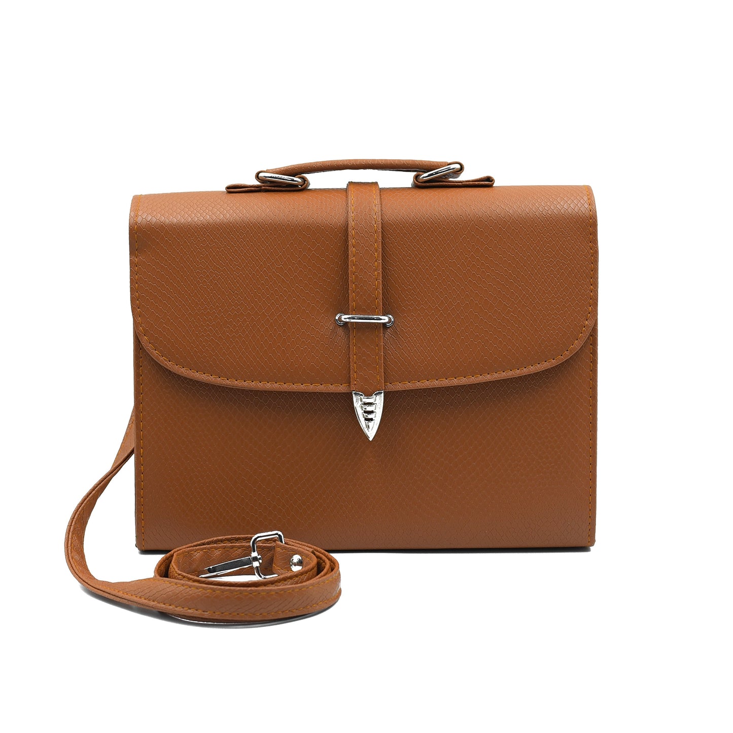 Classic Square Top Handle Bag - Brown