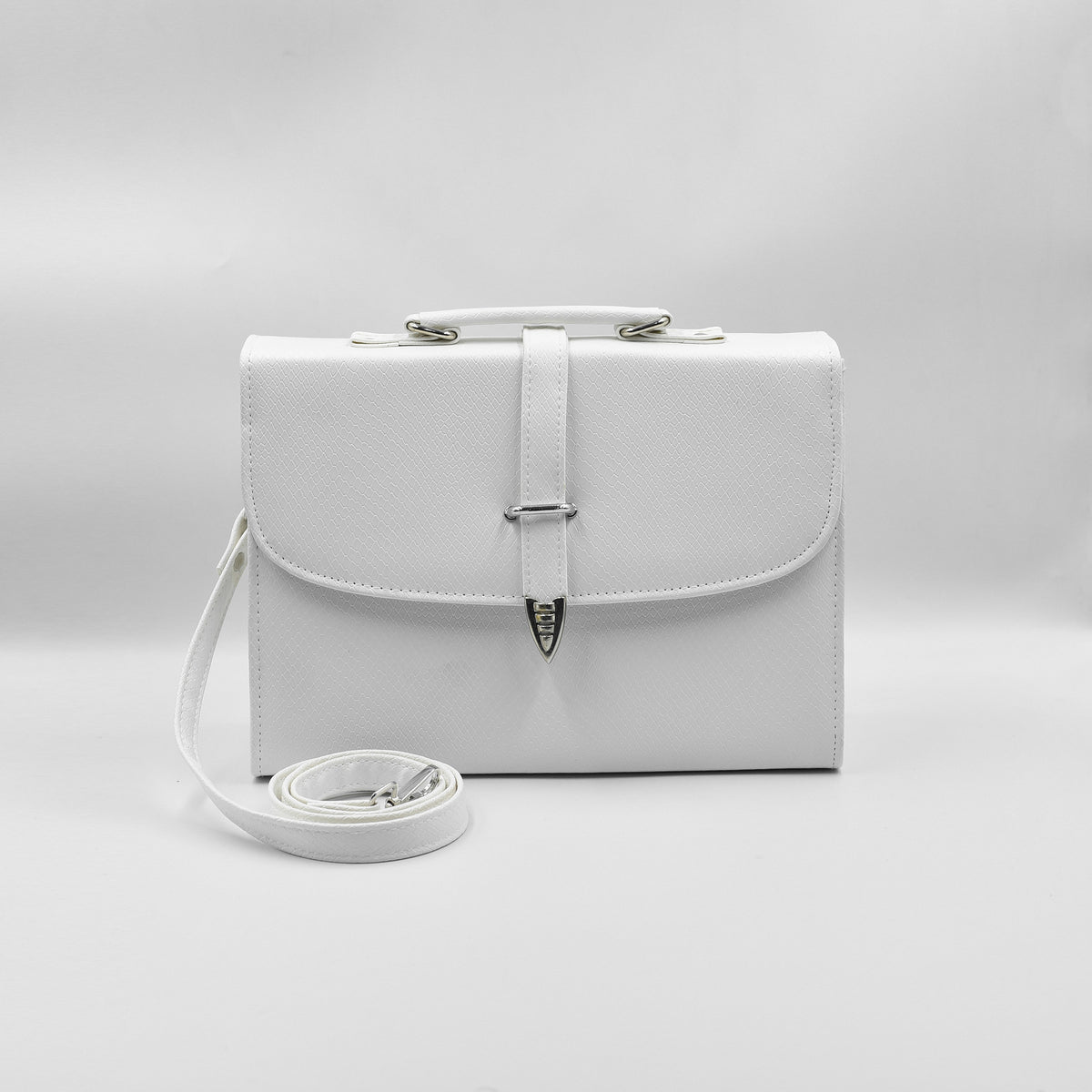 Classic Square Top Handle Bag - White