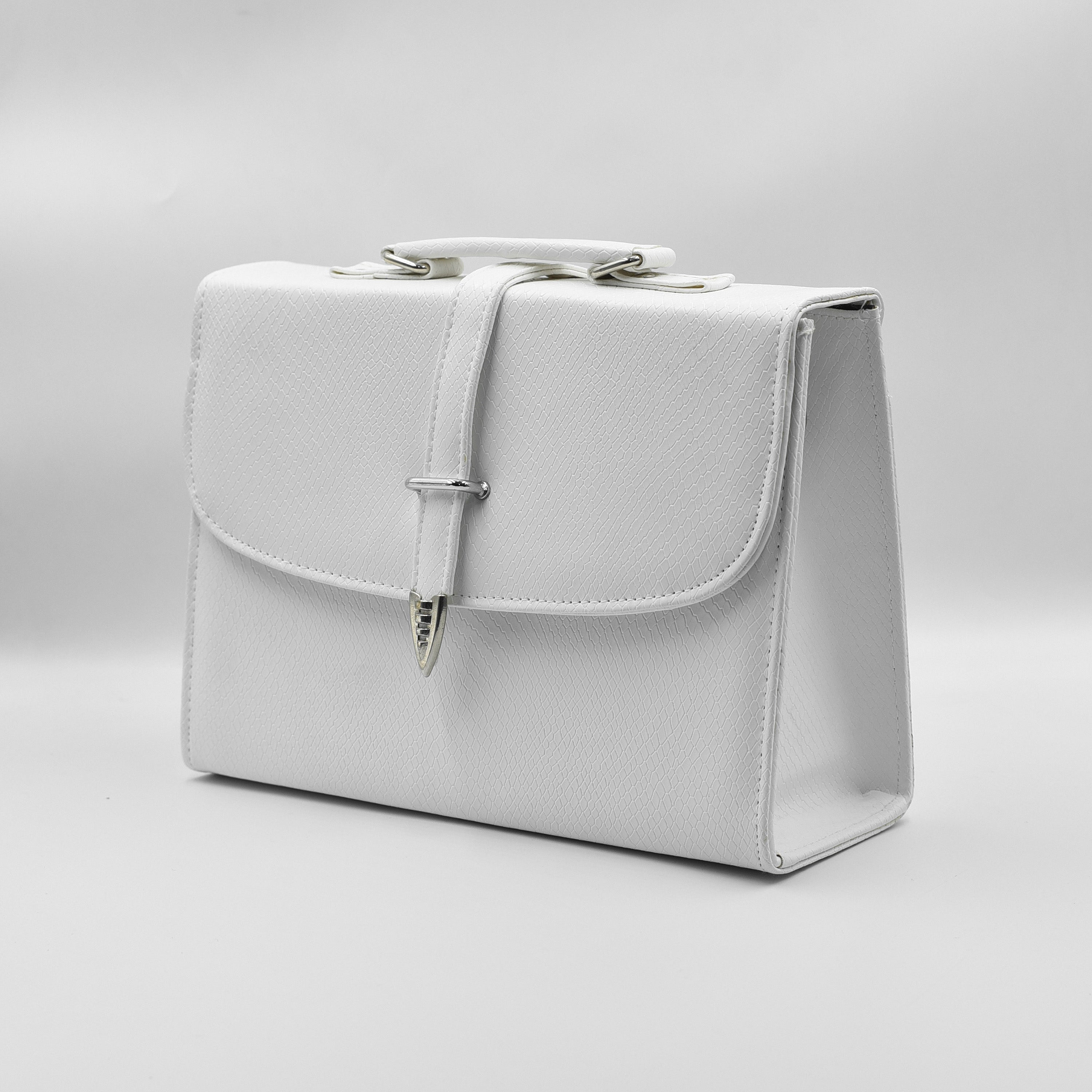 Classic Square Top Handle Bag - White